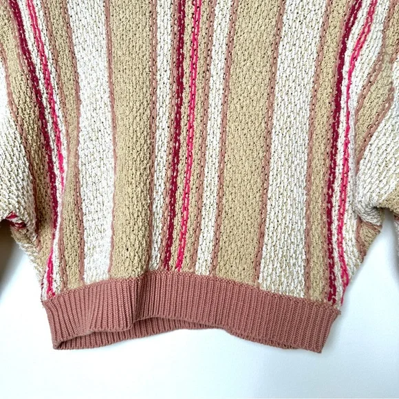 Free People Boho Show Me Love Chunky Knit Cropped Dolman Sleeve Striped Sweater - Picture 12 of 14